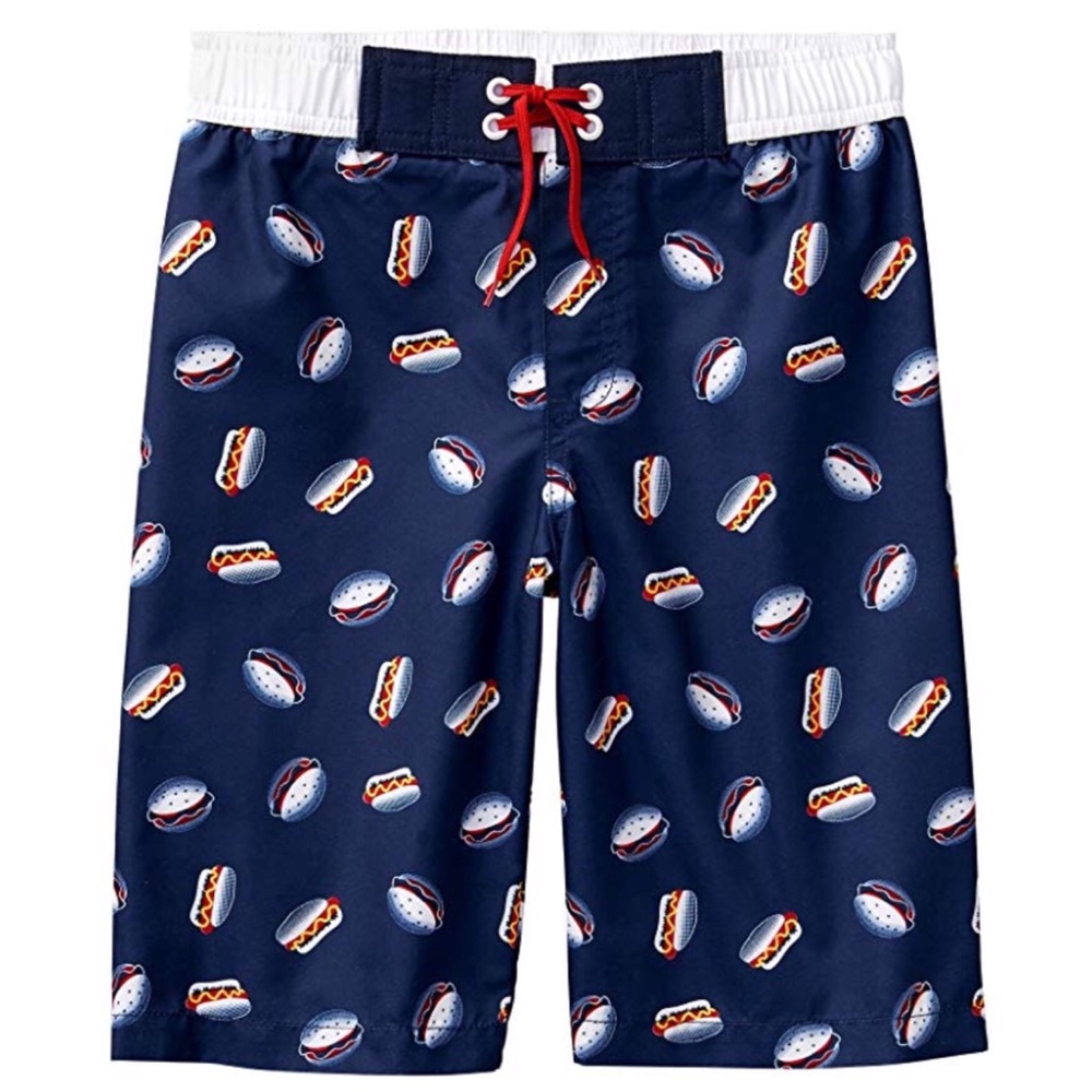 Crazy 8 Boys Drawstring Swim Trunk Food Print 🌭🍔